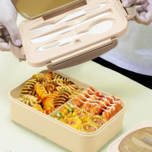 1Pc Bento Box Adult Lunch Box With 4 Compartments,Utensils, Sauce Jar, Muffin Liners, Microwave&Dishwasher Safe, Back To School