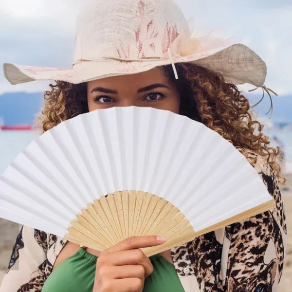 7 Inch Chinese Style Blank Fan Folding Hand Fan Paper Fan for Calligraphy Painting Wedding Gift Individually Packed - Image 3