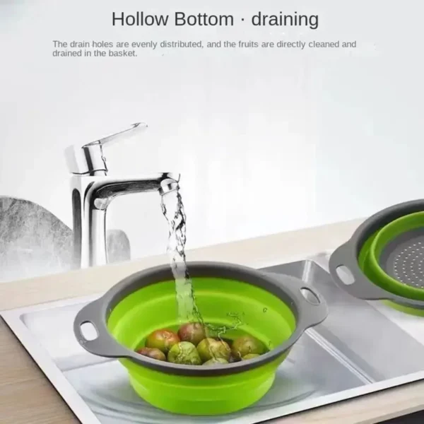1pcs Silicone vegetable and fruit cleaning and drainage basket cleaning basket Folding water filter net Kitchen Gadgets - Image 6