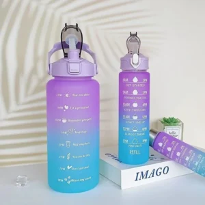 3Pcs Gradient Plastic Cup Set Large Capacity Sports Water Bottle Outdoor Travel Gym Fitness Jugs Student Portable Cup WIth Straw