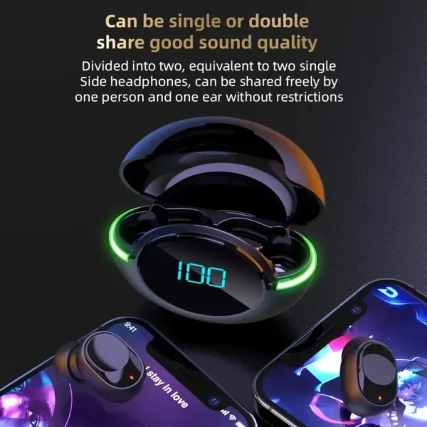 Y80 With Digital Ambient Light TWS Bluetooth 5.1 Bluetooth Earphones Sports And Fashion Wireless Earphones - Image 5