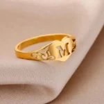 Fashion Hollow Initial Letter Heart Rings For Women Gold Color Stainless Steel A-Z Letter Ring Aesthetic Wedding Jewelry Gift - Image 4