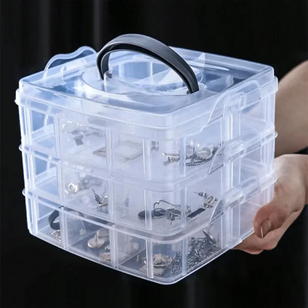 3 Tier 18-Grid Transparent Adjustable Stackable Compartment Slot Plastic Storage Box For Organizing Toys Jewelry Accessories - Image 2
