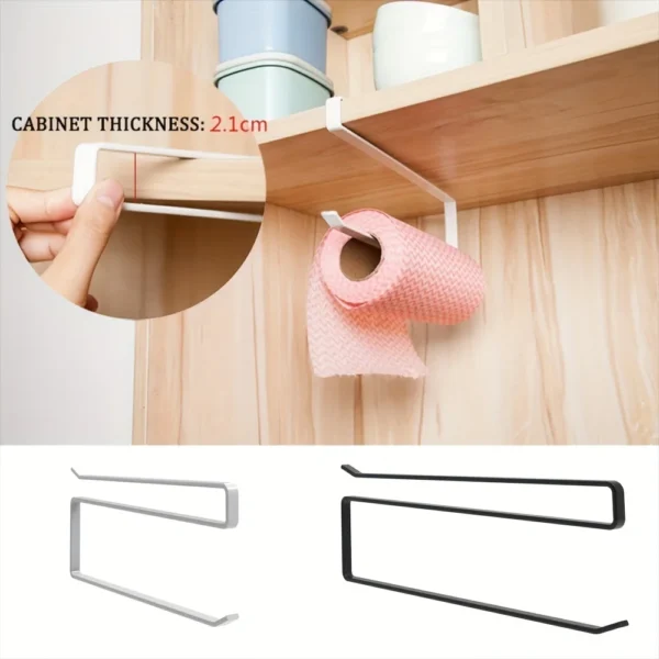 Multi-Functional Kitchen Storage Rack with Wall-Mounted Paper Towel Holder, Ideal for Cling Film, Dishcloth, Foil Dispenser - Image 5