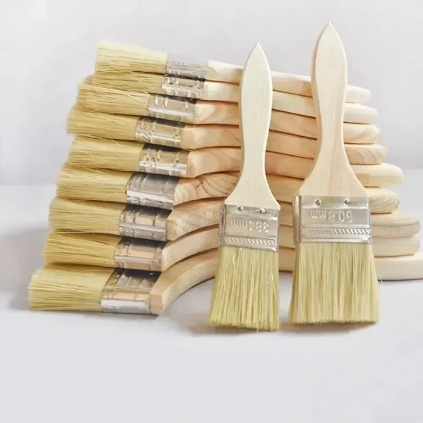 5pcs Paint Brush Wooden Handle BBQ Brush 1/2/4/5/6 Inch Soft Hair Painting Brushes for Wall and Furniture Paint Tool Set - Image 3