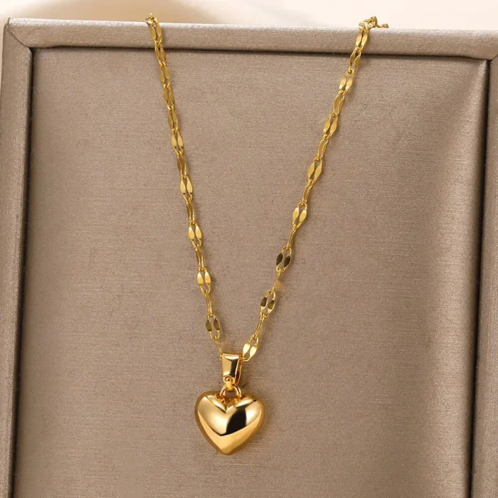 kf-S699cacd285c248ed8fb08e57ccea89398 Stainless Steel Love Heart Necklace For Women 2025 New Trendy Lip Chain Simple Pendant Necklace Jewelry free shipping - Image 1