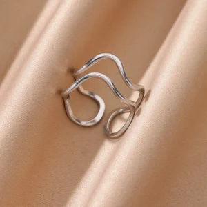 Minimalist Stainless Steel Line Open Rings For Women Gold Color Wedding Aesthetic Ring Designer Jewelry Accessories BFF anillo