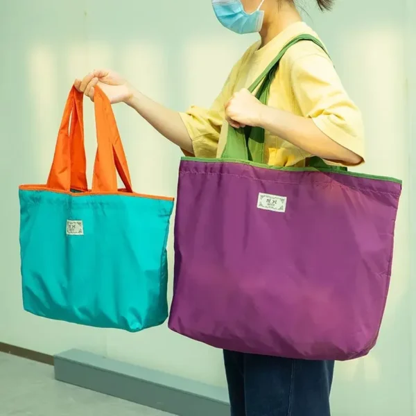 1PC Environmentally Friendly Shopping Bag, Foldable One Shoulder Carrying Bag, Portable Supermarket Grocery Bag - Image 3