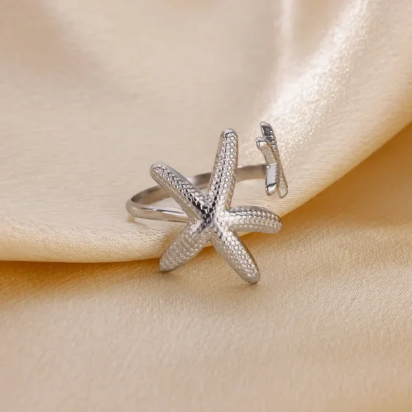 Stainless Steel Starfish Open Rings For Women Gold Color Geometric Adjustable Ring Wedding Party Fashion Jewerly Gift anillos - Image 5