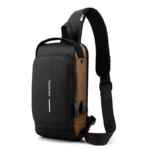 Waterproof Casual Chest Bag Men Multifunction Anti-theft USB Charging Men Crossbody Bag Patent Leather Travel Chest Bag Pack Mal - Image 2