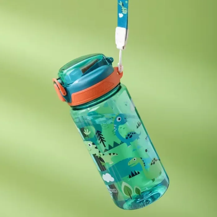 kf-S710bc405095942e5b279b5a139c74438A 600ml Water Bottle With Silicone Straw, Portable Leakproof Bpa-free Dinosaur Rabbit Kids Cup Outdoor Camping Traveling Bottle - Image 5