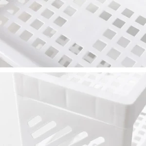 PP Desktop Double Layer Storage Rack Rectangular White Organizing Student Desk Office Cosmetics Stationery Shelf