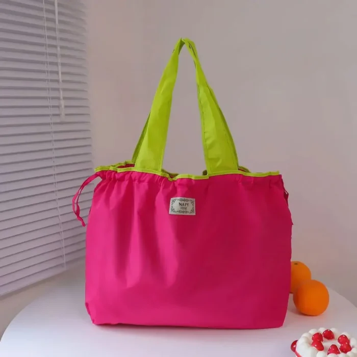 kf-S722d94ecfd7646cdaa08e1c8cef3b8807 1PC Environmentally Friendly Shopping Bag, Foldable One Shoulder Carrying Bag, Portable Supermarket Grocery Bag - Image 5