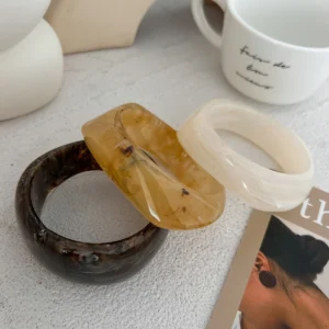 Ingemark Exaggerated Resin Geometric Chunky Bangles for Women on Hand Punk Hip Hop Wide Arm Bracelets Aesthetic Y2K Jewelry Gift