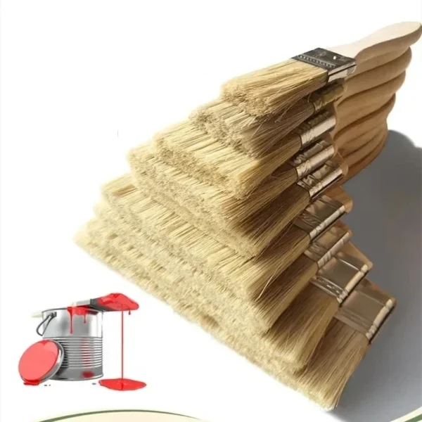 kf-S755b9d213ec5451ea11c5ca51f212f9ce 5pcs Paint Brush Wooden Handle BBQ Brush 1/2/4/5/6 Inch Soft Hair Painting Brushes for Wall and Furniture Paint Tool Set - Image 1