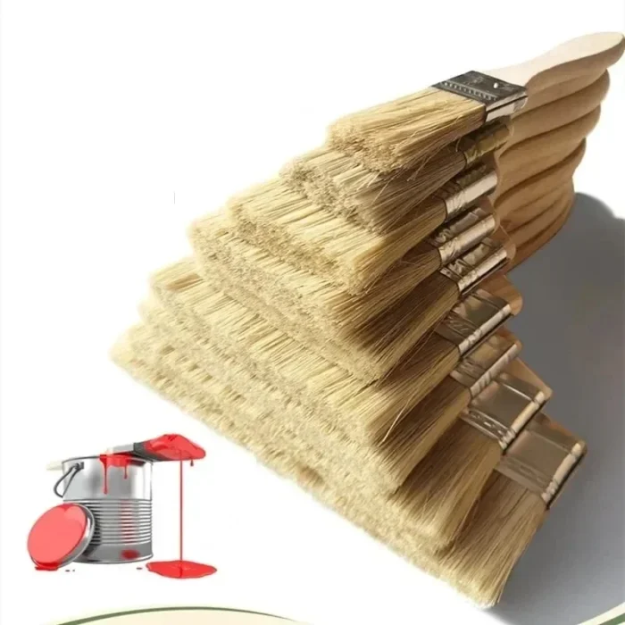 kf-S755b9d213ec5451ea11c5ca51f212f9ce 5pcs Paint Brush Wooden Handle BBQ Brush 1/2/4/5/6 Inch Soft Hair Painting Brushes for Wall and Furniture Paint Tool Set - Image 1