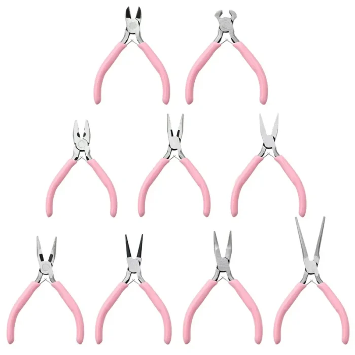 kf-S7655c8e9efd8413e821b8100226b0a8c7 Cute Pink Color Handle Anti-slip Splicing and Fixing Jewelry Pliers Tools & Equipment Kit for DIY Jewelery Making Needlework - Image 3