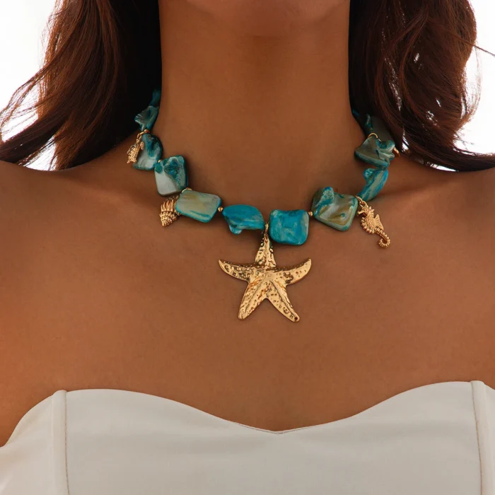 kf-S766b97de89af4f72830dabbf73dc4762y Ingemark Bohemian Irregular Chain Necklace for Women Summer Beach Vacation Starfish Conch Pendant Choker Necklace Y2K Jewelry - Image 5