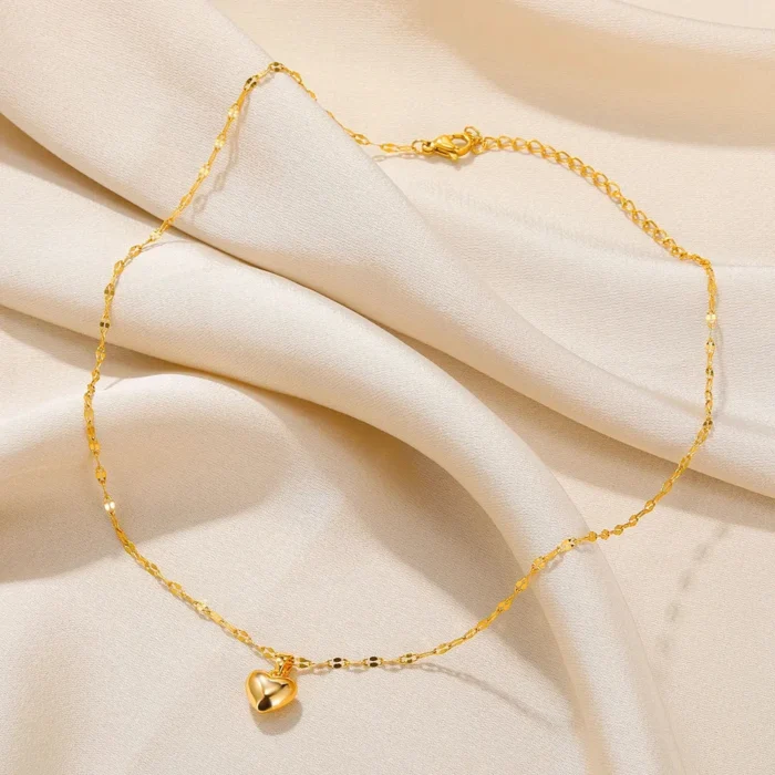kf-S76f094eb9ca2400b825c201783fe4464U Stainless Steel Love Heart Necklace For Women 2025 New Trendy Lip Chain Simple Pendant Necklace Jewelry free shipping - Image 4