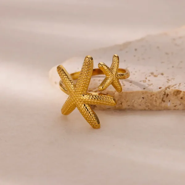 Stainless Steel Starfish Open Rings For Women Gold Color Geometric Adjustable Ring Wedding Party Fashion Jewerly Gift anillos - Image 4