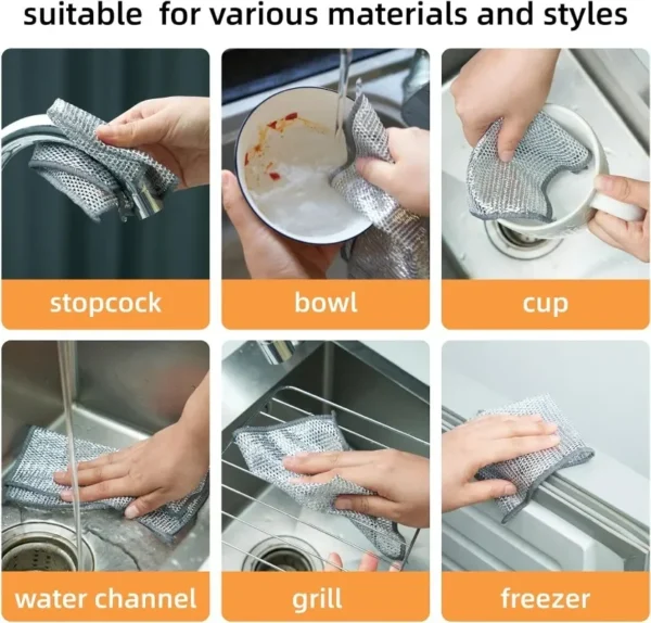 12/1pcs Magic Cleaning Cloth Thickened Double -sided Metal Steel Wire Rags Kitchen Dish Pot Washdishing Cloths Towel Clean Tools - Image 3