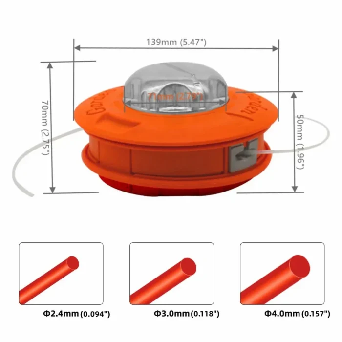 kf-S7875ed2b9fcd444989ebf360d4bf949ft Universal M10 Aluminum Nylon Trimmer Head 2 Line Grass Cutter Bump Spool for Brush Mower Garden Strimmer - Image 3