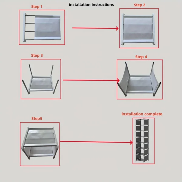 Metal Frame Shoe Rack Multi-Tier Fabric Shelves Space Saving for Sneakers Sandals Entryway Easy Assembly Holiday Storage - Image 5