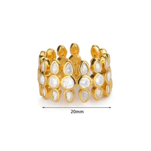 White Zircon Geometric Stainless Steel Rings For Women Gold Color Adjustable Wedding Aesthetic Ring Jewelry Gift Accessories