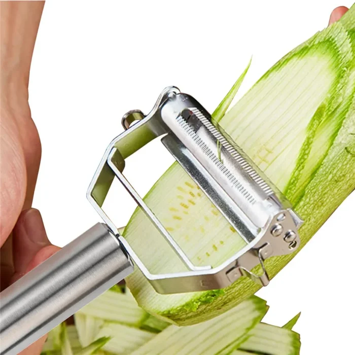 kf-S7a3c95576ca044aa9be46ed6bf0fab9dy Stainless Steel Multifunction Peeler, Fruit & Vegetable Grater, Julienne Slicer for Potato, Carrot, Cucumber, Kitchen Tool - Image 2