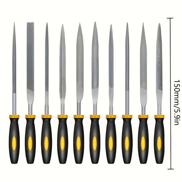 Premium Needle File Set - High-Carbon Steel Files with Non-Slip Ergonomic Handles for Precise Filing on Wood, Plastic, Model - Image 3