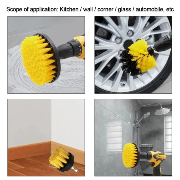 3pcs Drill Brush Attachment Set Power Scrubber Brush With Drill Scrub Brush For Cleaning Showers Tubs Bathroom 3pcs - Image 2