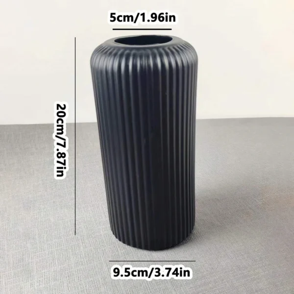 Striped Ceramic-Like Plastic Vase for Flowers, Decorative Floral Arrangement Display, Creative Little Flower Vase - Image 3