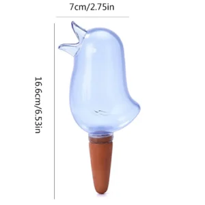 Automatic Flower Waterer, Self-Watering Water Balloon, Bird Shaped Hand Blown Plastic Plant Waterer for Home Garden