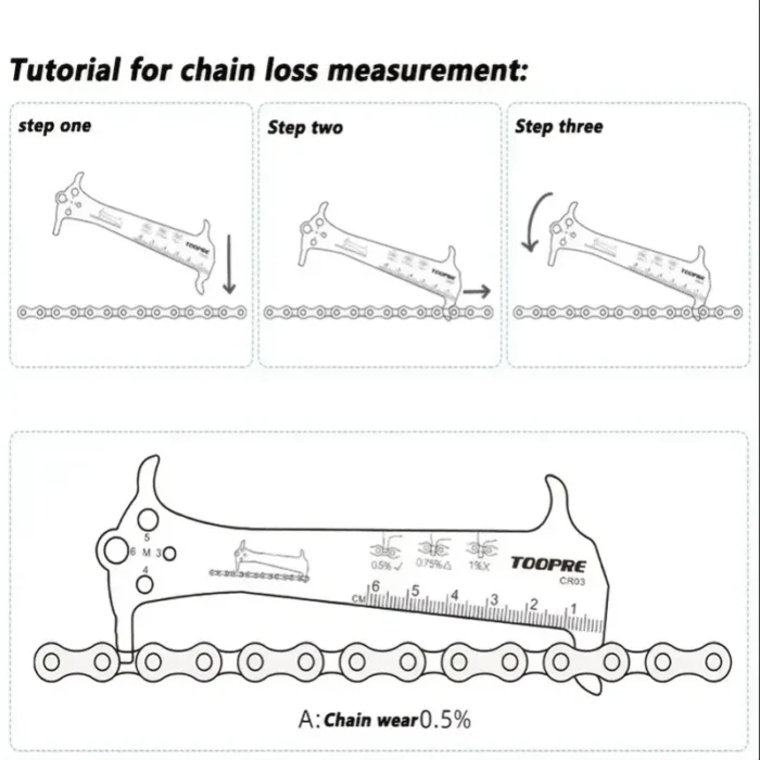 kf-S7c729e9da1dd47a98f09aa9fda801f22E Bicycle Chain Wear Indicator Ruler Repair Tool Stainless Steel Mountain Road Bike Chain Gauge Measurement Checker Screw Diameter - Image 5
