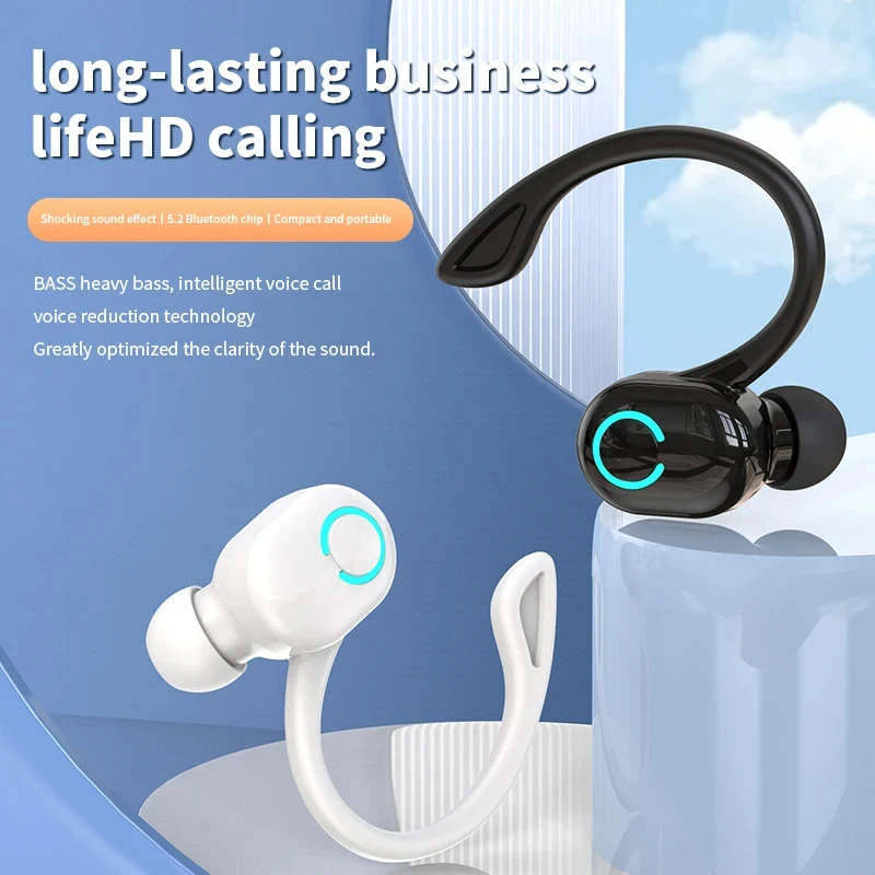 kf-S7c7f1ecb98b24246b215bdef15410e72H Bluetooth 5.2 Business Wireless Headphone Ear-Hook Mini HIFI Bass Noise Cancelling Earphone With Mic Sport Game Headset - Image 1