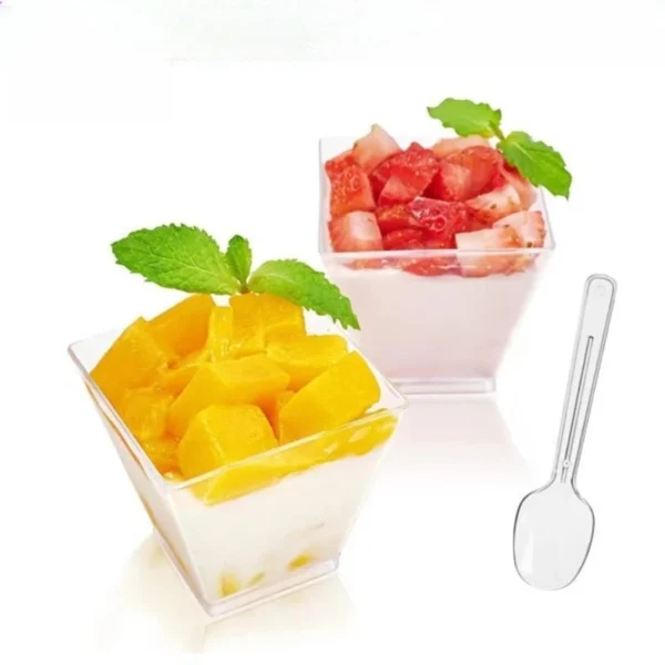 100/50 Reusable Square Mini Cups Plastic Dessert Shooters for Parties Appetizers Halloween Wedding Hand Wash - Image 3