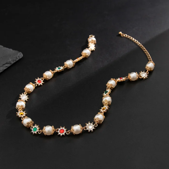 kf-S7d8e993d25bf45e8be5e563508f74742b Ingemark Luxury Rhinestone Imitation Pearl Beads Chain Necklace Women Wed Bridal Vintage Jesus Cross Pendant Choker Y2K Jewelry - Image 4