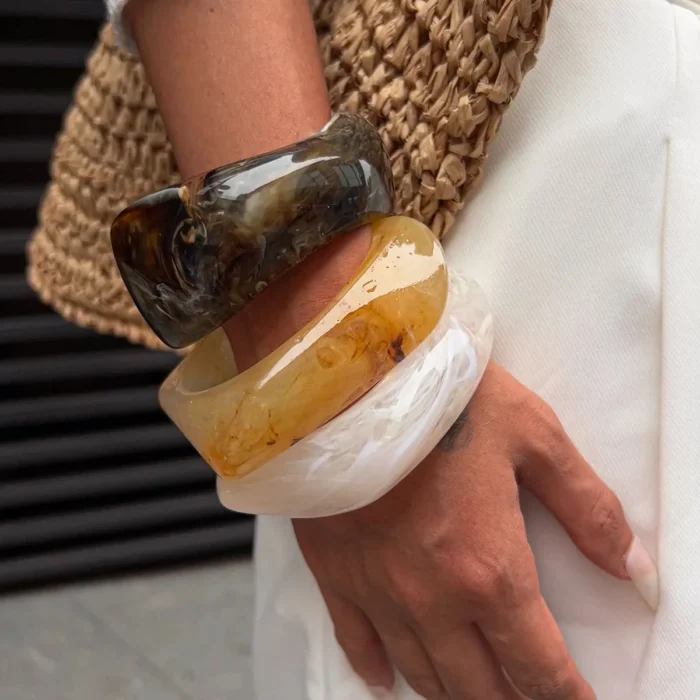 kf-S7ece03be52fe42ca8f03dc01a6c420edF Ingemark Exaggerated Resin Geometric Chunky Bangles for Women on Hand Punk Hip Hop Wide Arm Bracelets Aesthetic Y2K Jewelry Gift - Image 5