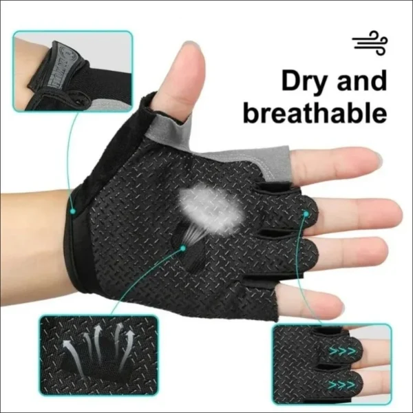 Gym Gloves Fingerless Gloves Anti-Slip Shock-Absorbing Breathable Gloves Sports Gloves for Training Lifting Weight Cycling - Image 3
