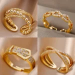 Stainless Steel Belt Rings For Women Zircon Adjustable Belt Finger Ring Femme Geometric Wedding Aesthetic Jewerly Gift anillos