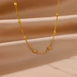 Stainless Steel Beaded Round Snake Chain Necklaces For Women Gold Color Geometric Necklace Luxury Wedding Party Jewelry Gift BFF - Image 2