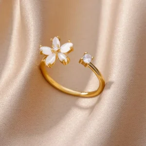 Stainless Steel Exaggerated Big Flower Rings For Women Gold Color Sunflower Finger Ring Female Fashion Aesthetic Jewelry Gift