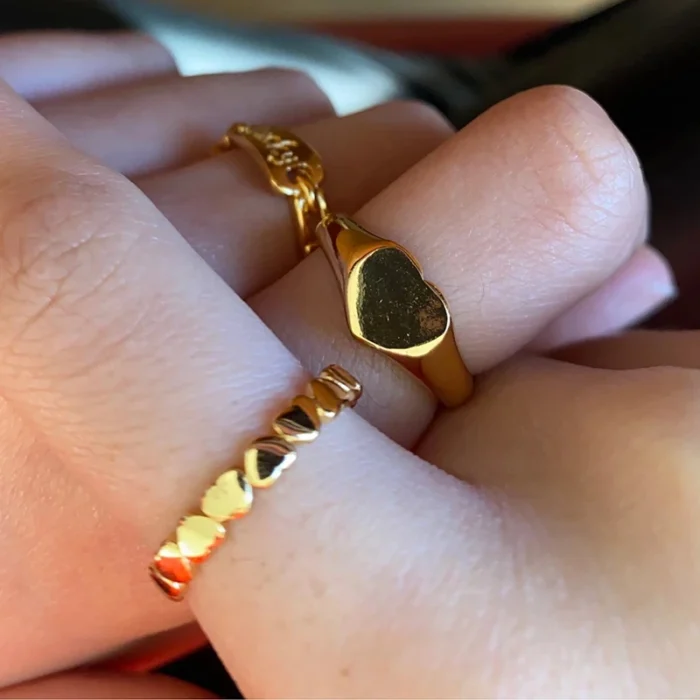 kf-S8293b3642204409b9857eed4c6861c8cA Stainless Steel Heart Rings For Women Gold Color Heart Engagement Wedding Ring Luxury Wedding Aesthetic Fashion Jewelry Gift - Image 2