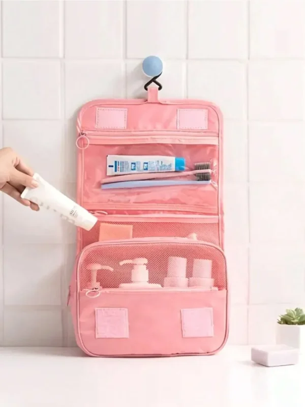1pc Travel Toiletry Bag, Portable Cosmetic Wall Hanging Makeup Storage Bag For Shower Room Accessories - Image 5