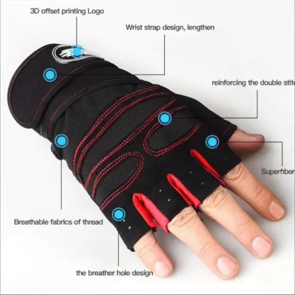 Fitness Half Finger Gloves Men And Women Wrist Guard Sports Dumbbell Riding Non Slip Horizontal Bar Exercise Training - Image 4