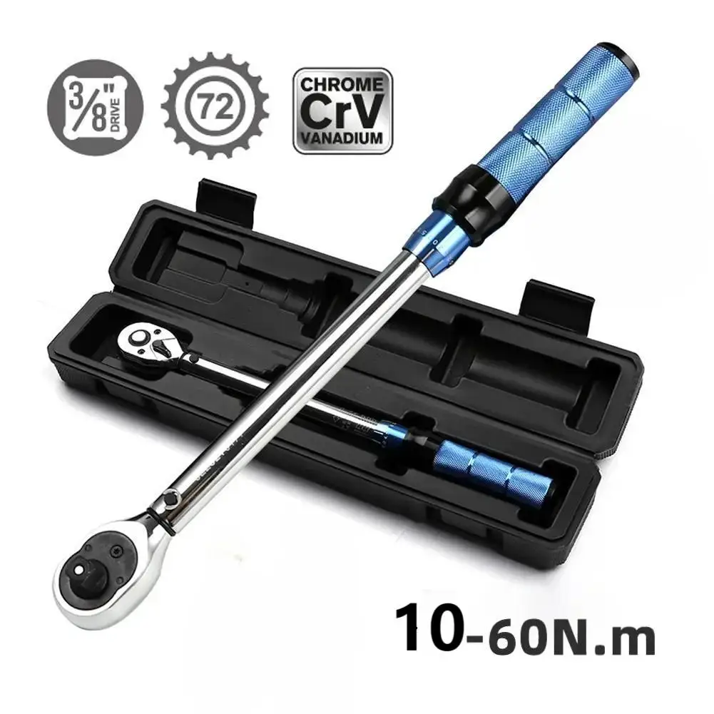 kf-S848e149e14db47f787f4291a012cad151 10-60N.m Torque Wrench 3/8 Inch Square Drive Torques Key ±3% High Precision Torque Wrench Professional Bicycle Automotive Tool - Image 1