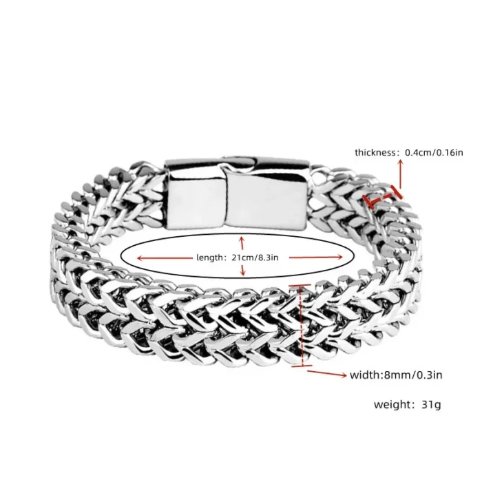 kf-S8602b042b2104e4d90ccfa944f73dc70l Stainless Steel Braided Double Row Front and Rear Fish Scale Alloy Magnetic Buckle Bracelet with Keel Jewelry New Model - Image 3