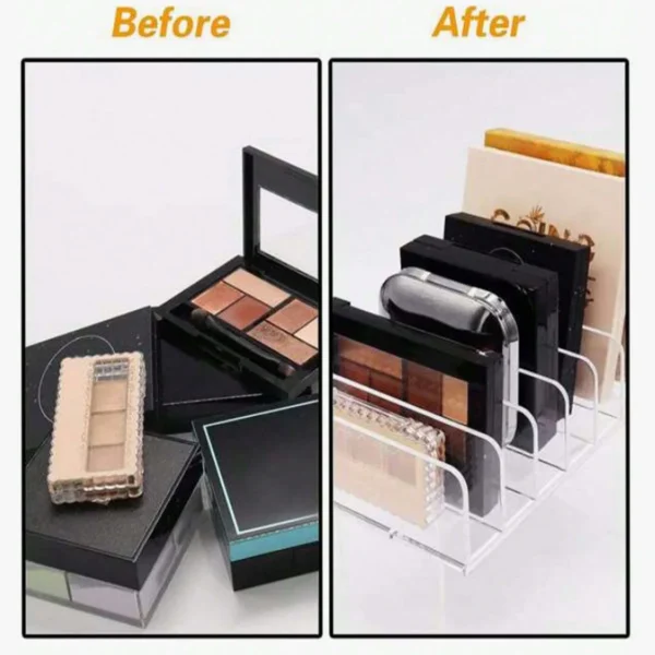 7-Compartment Transparent Makeup Organizer for Eyeshadow Palette and Cosmetics, Vanity Table and Bathroom Countertop Storage Box - Image 3
