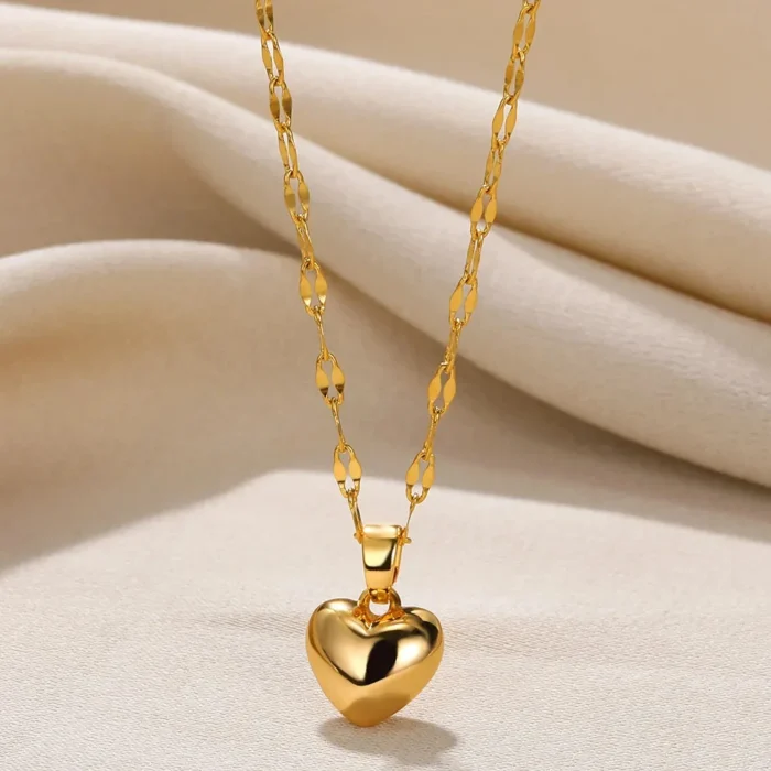 kf-S87c3b1069538446aa3197e2243aa33c4e Stainless Steel Love Heart Necklace For Women 2025 New Trendy Lip Chain Simple Pendant Necklace Jewelry free shipping - Image 2