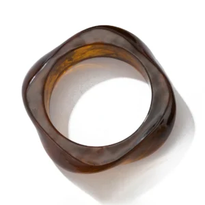 Ingemark Boho Brown Irregular Acrylic Resin Chunky Bangles for Women on Hand Goth Geometric Charm Bracelets Couple Jewelry Gift